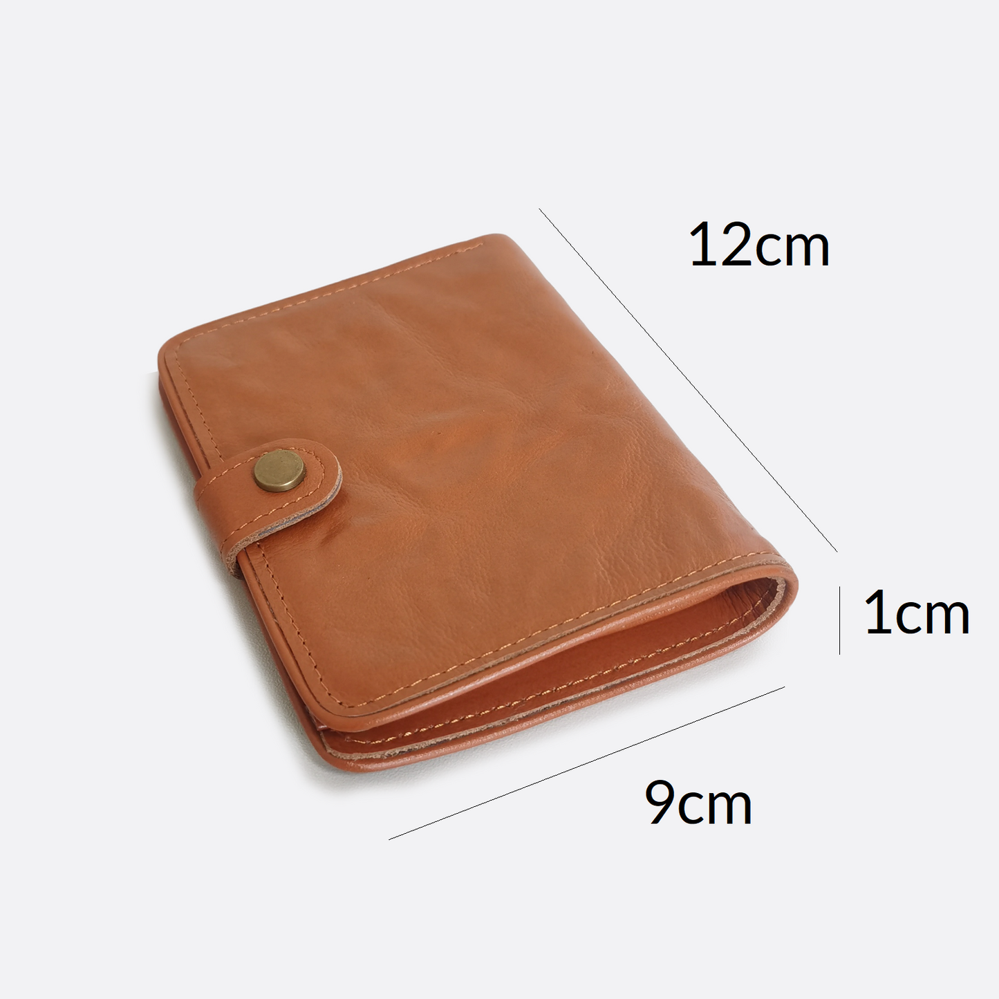 Genuine cowhide leather vertical flap wallet with button