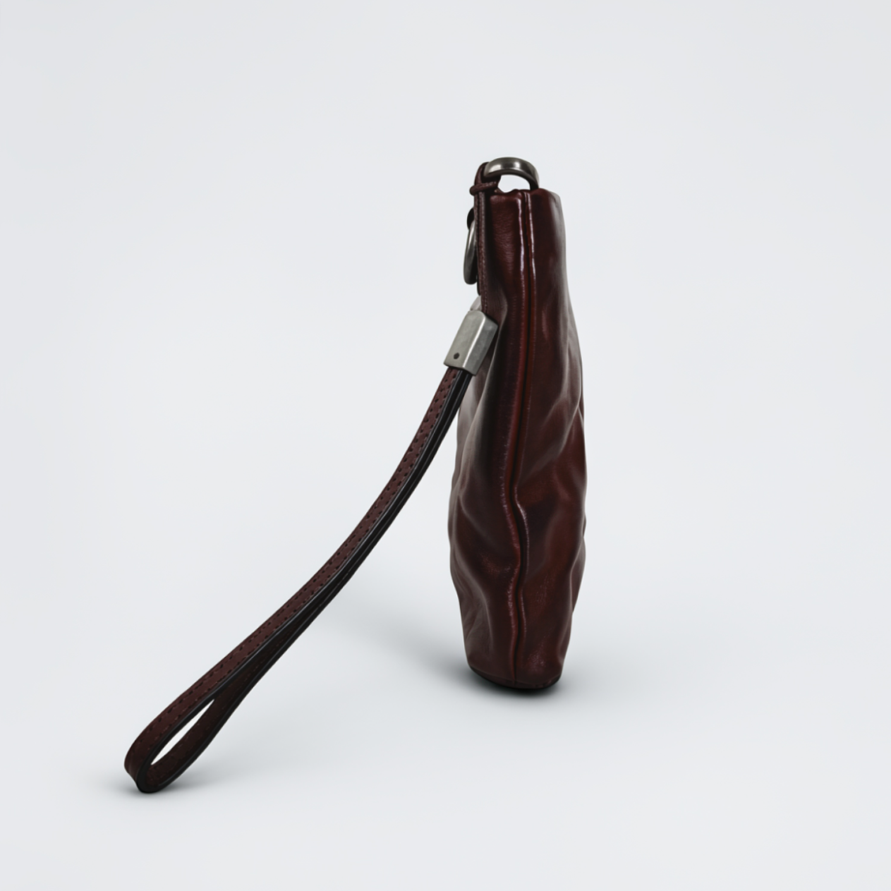 Genuine cowhide leather 2 way hand clutch with sling and wrist strap