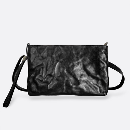 Genuine cowhide leather 2 way hand clutch with sling and wrist strap