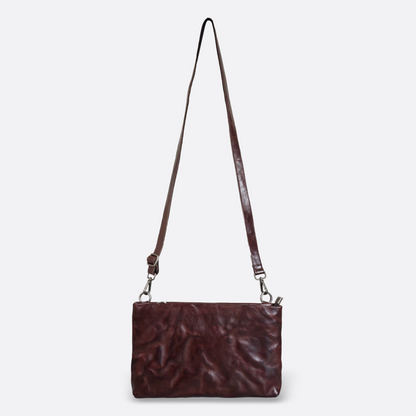 Genuine cowhide leather 2 way hand clutch with sling and wrist strap