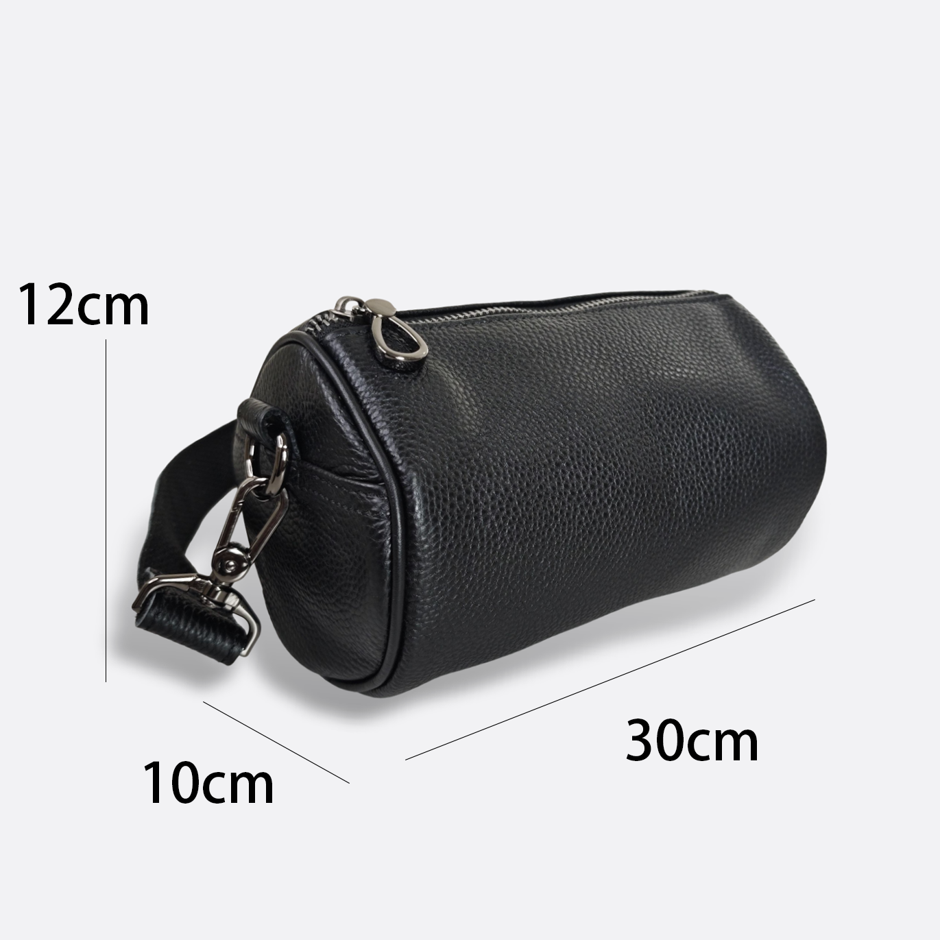 Cylinder design genuine cowhide leather barrel bag
