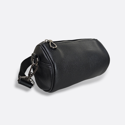 Cylinder design genuine cowhide leather barrel bag