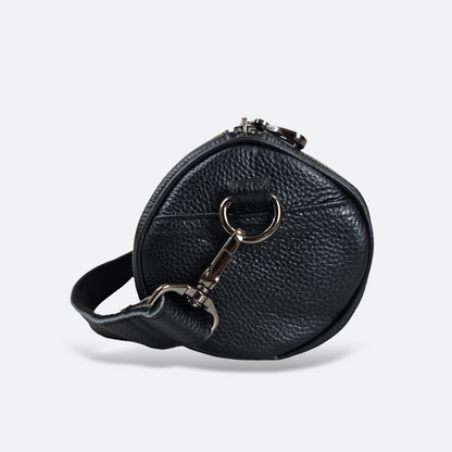 Cylinder design genuine cowhide leather barrel bag
