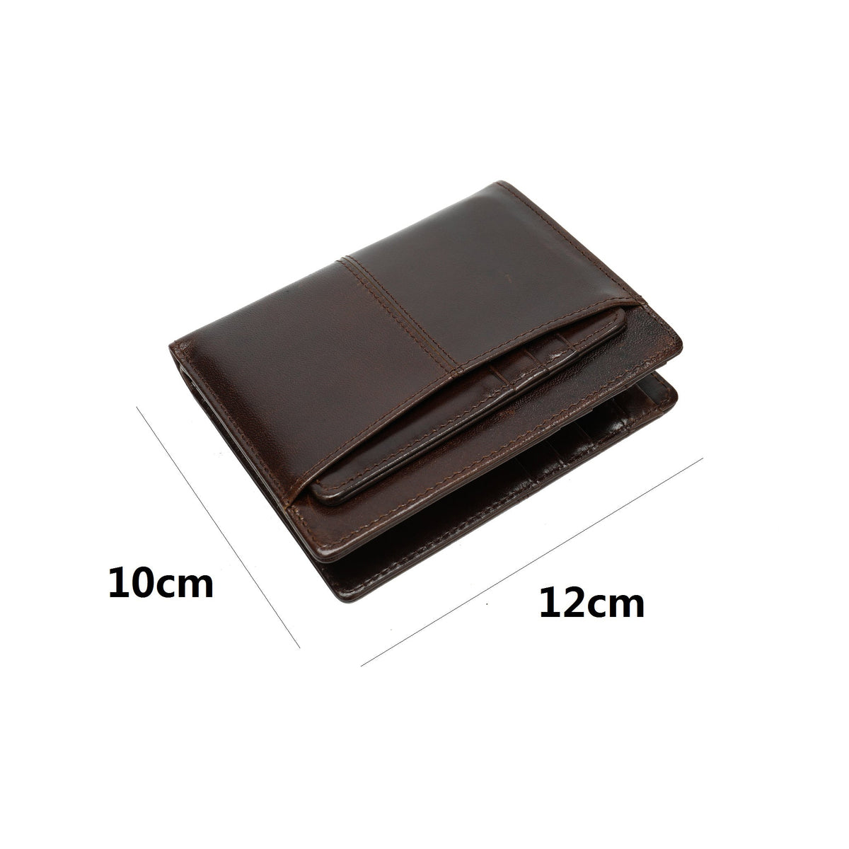 Genuine cowhide leather vertical flap wallet with additional card slot insert