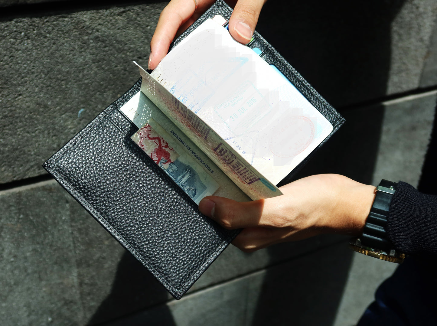 Genuine cowhide leather passport holder travel pouch