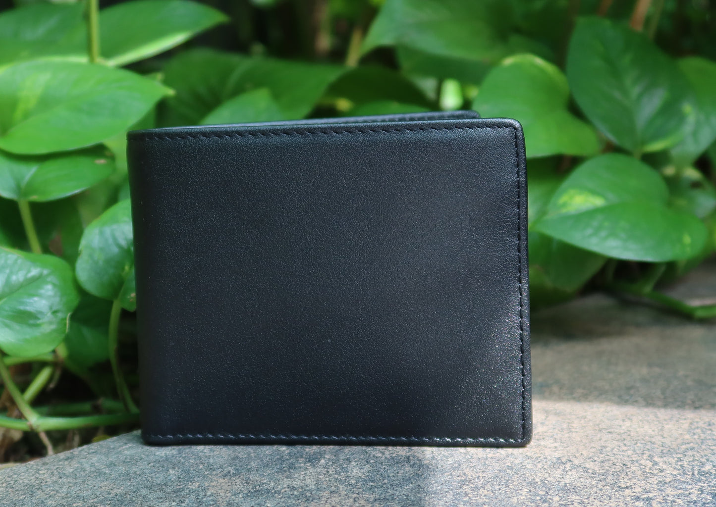 Genuine cowhide leather flap wallet with coin pouch