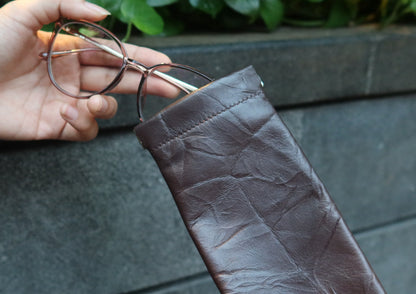 Genuine cowhide leather spectacle glasses pouch