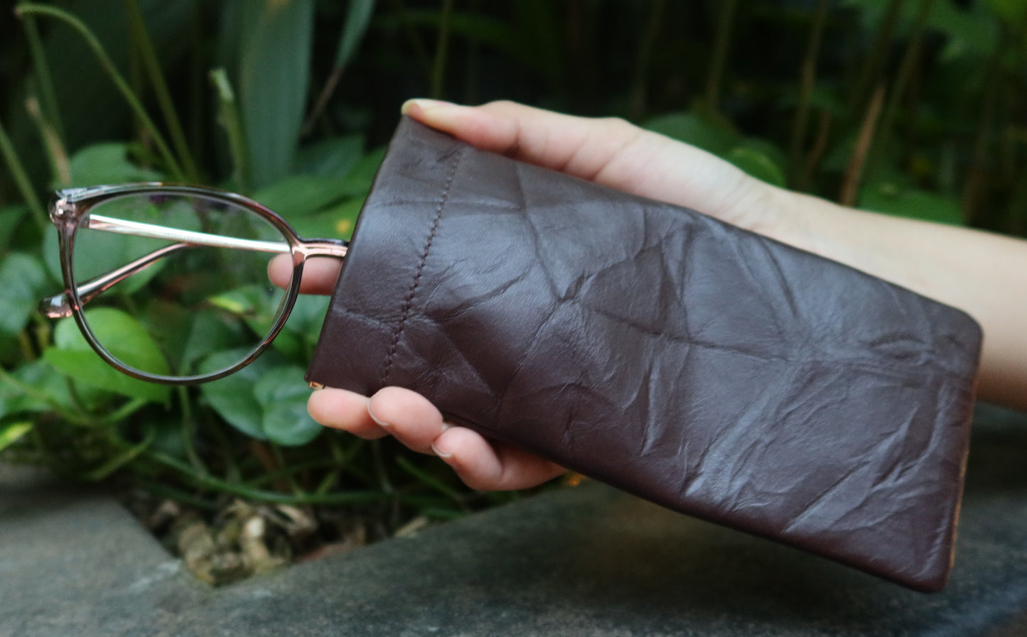 Genuine cowhide leather spectacle glasses pouch