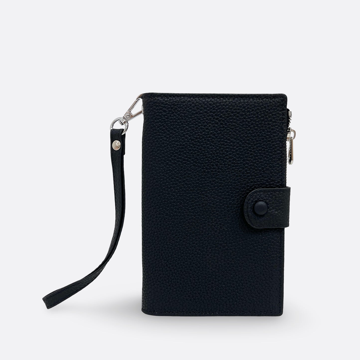 Button design genuine cowhide leather passport holder travel pouch