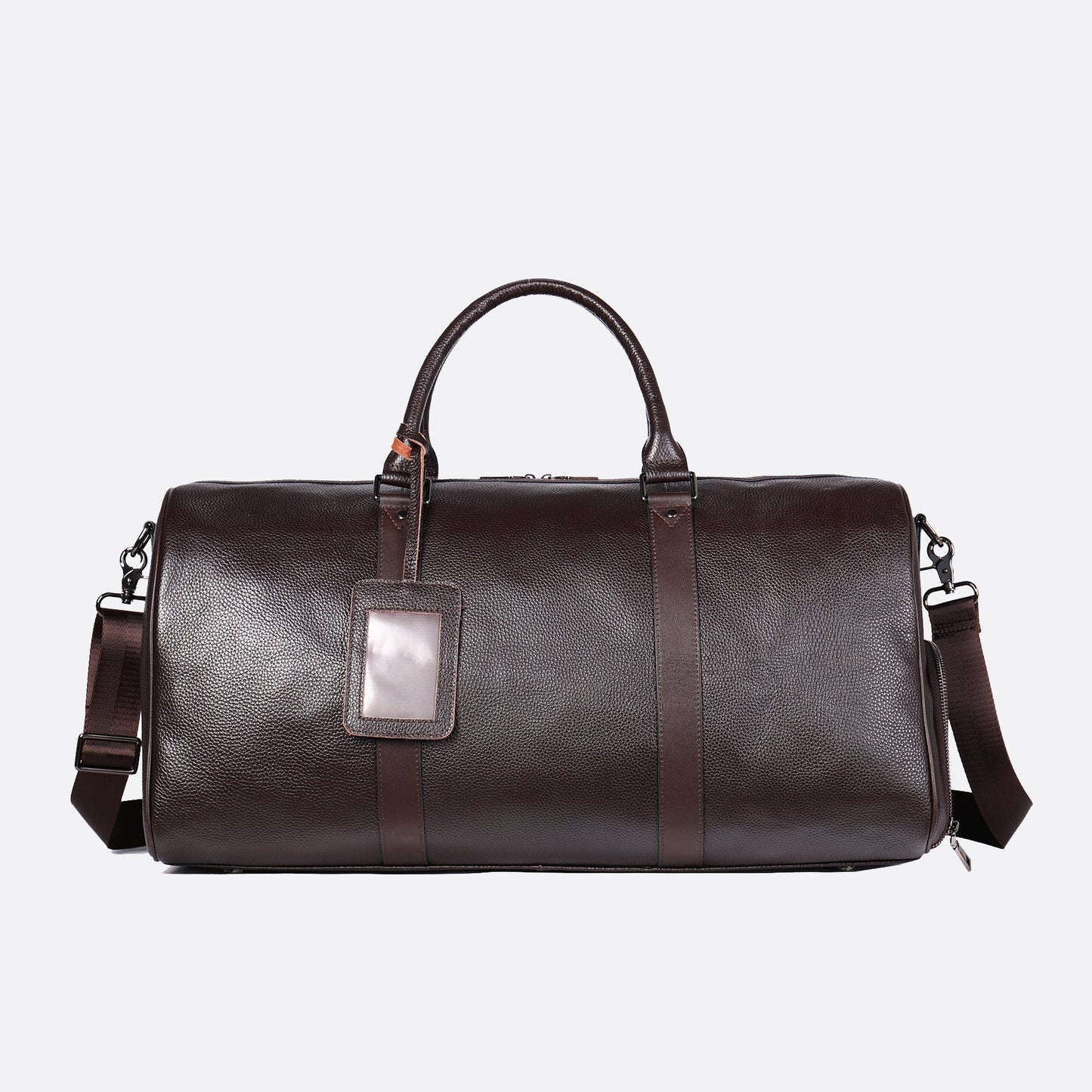 Barrel design genuine cowhide leather duffel travel bag