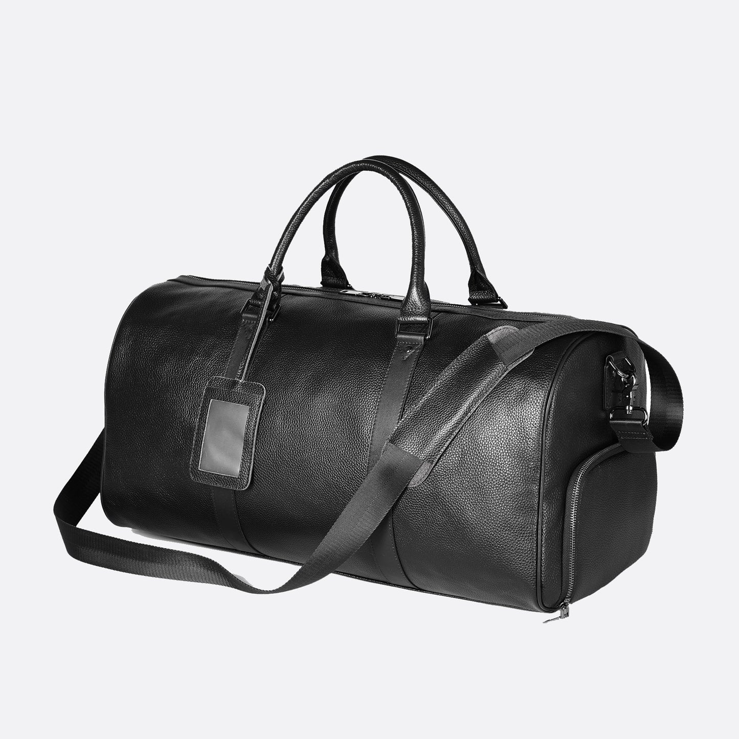 Barrel design genuine cowhide leather duffel travel bag