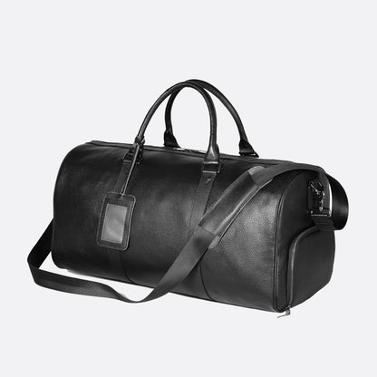 Barrel design genuine cowhide leather duffel travel bag