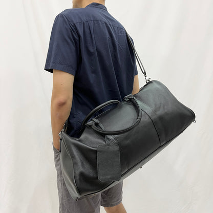 Barrel design genuine cowhide leather duffel travel bag
