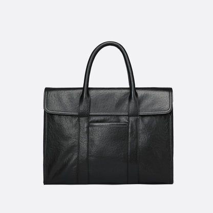 Flap design genuine cowhide leather travel briefcase