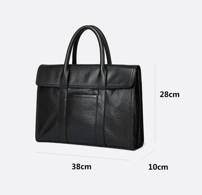 Flap design genuine cowhide leather travel briefcase