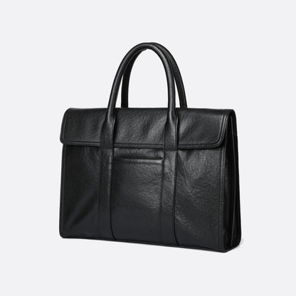 Flap design genuine cowhide leather travel briefcase