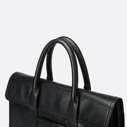 Flap design genuine cowhide leather travel briefcase