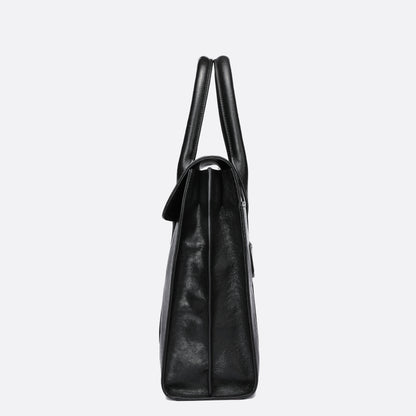 Flap design genuine cowhide leather travel briefcase