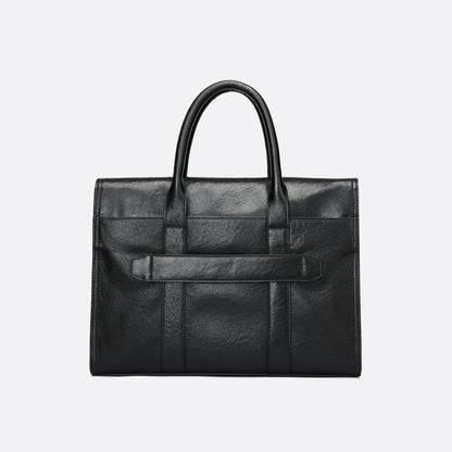 Flap design genuine cowhide leather travel briefcase