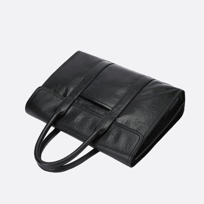 Flap design genuine cowhide leather travel briefcase
