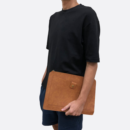 Snap design genuine cowhide leather clutch/laptop sleeve / laptop folio