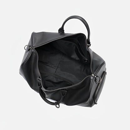 Barrel design genuine cowhide leather duffel travel bag