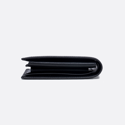 Genuine cowhide leather flap wallet with coin pouch