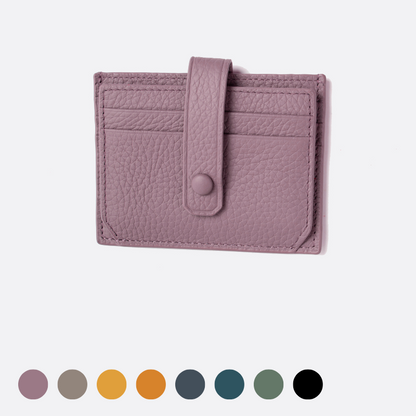 Genuine cowhide leather card holder with buckle
