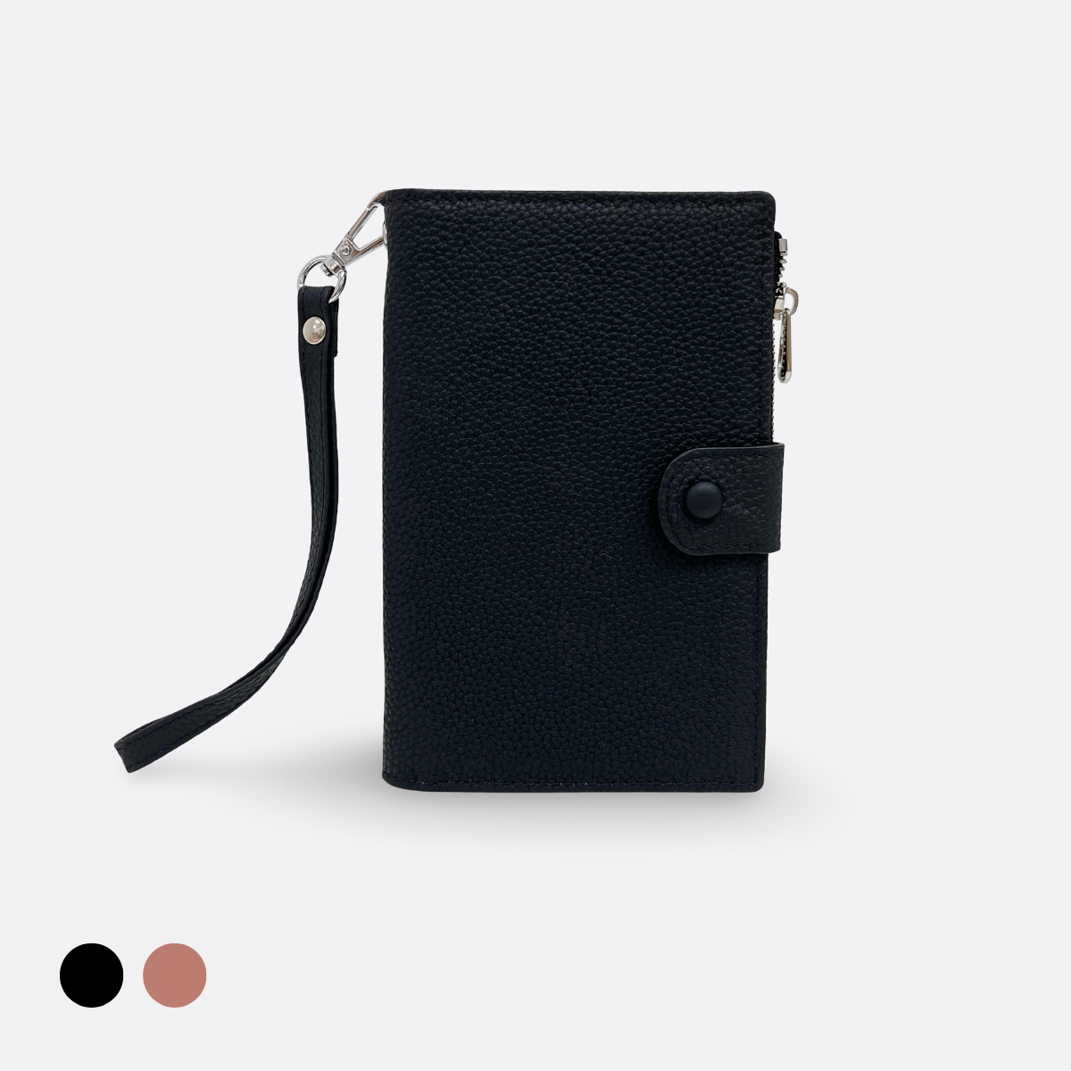 Button design genuine cowhide leather passport holder travel pouch