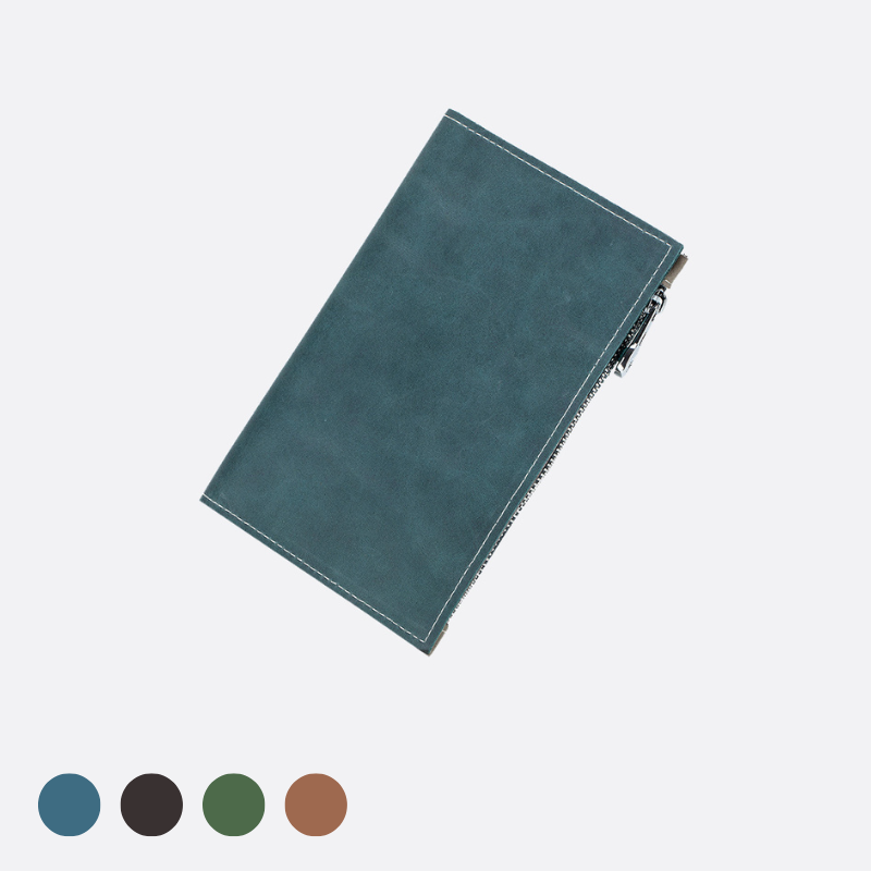 Genuine cowhide leather passport holder travel pouch with snap button