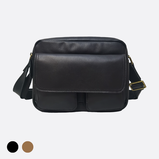 Poches messenger design genuine cowhide leather sling bag